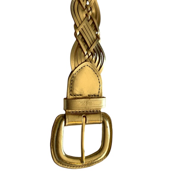 LAUREN Ralph Lauren GOLD Braided Leather Belt - Picture 2 of 6